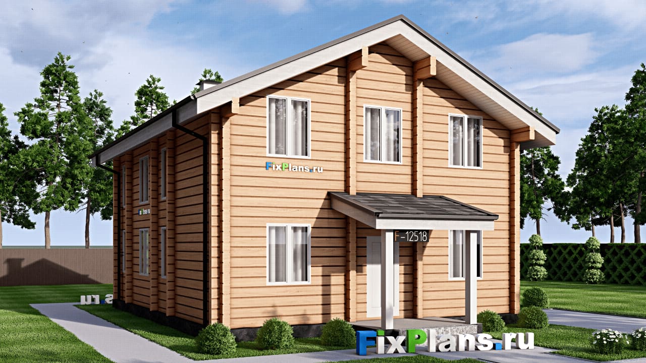 Одноэтажный дом с мансардой  F-12518 — фасад