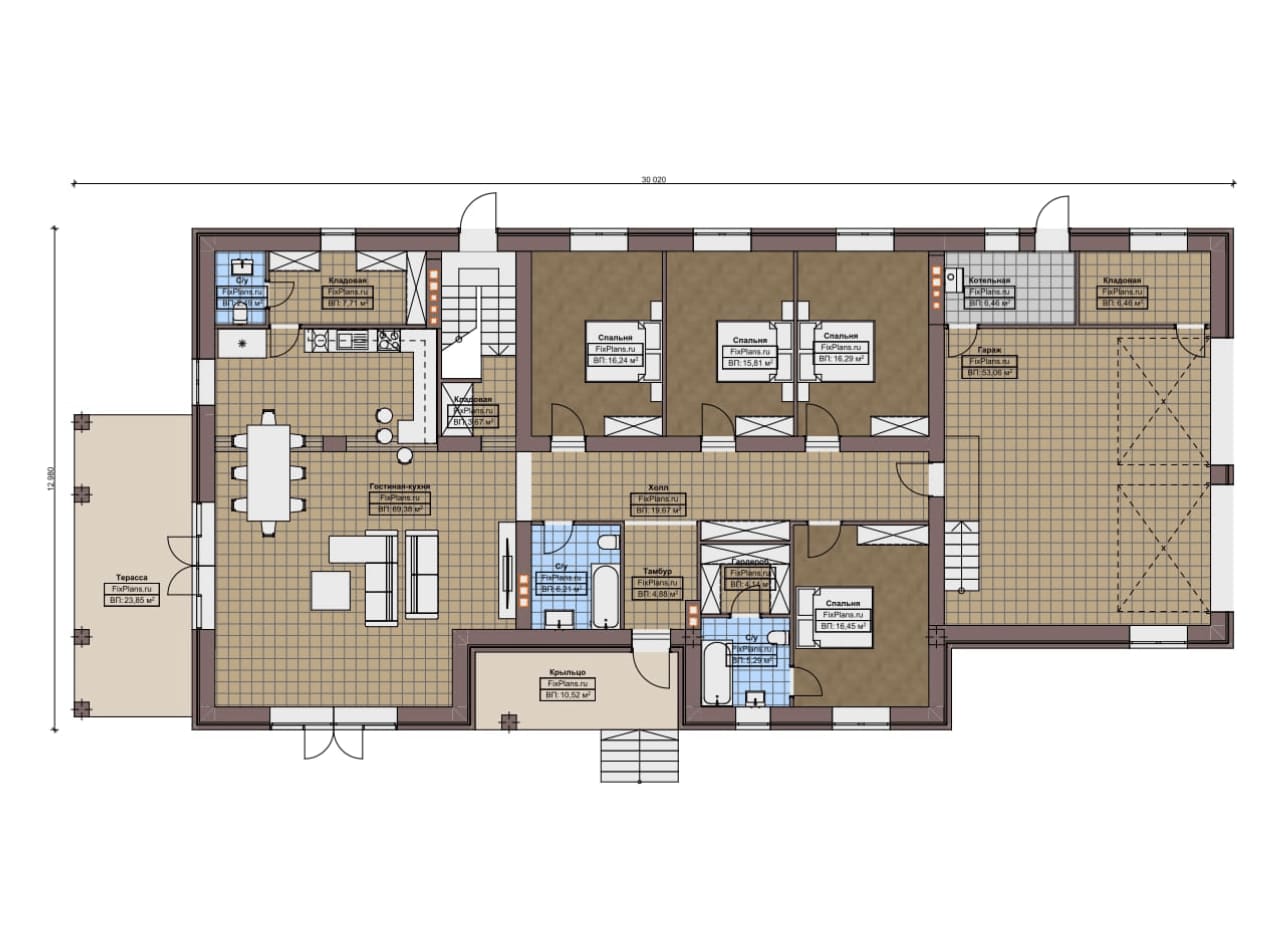 Планировка Одноэтажный дом F-14453